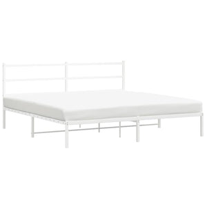 vidaXL Metal Bed Frame with Headboard White 76"x79.9" King-2