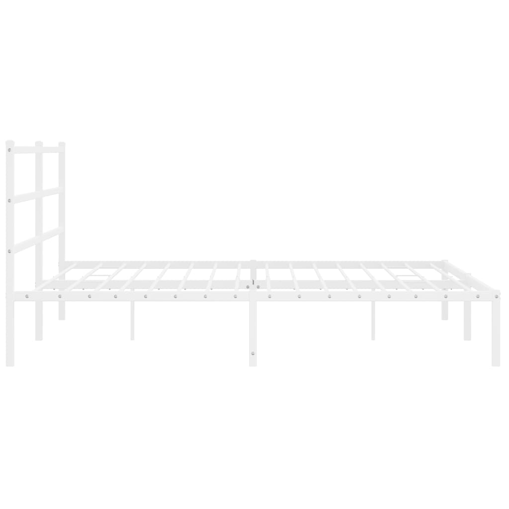 vidaXL Metal Bed Frame with Headboard White 76"x79.9" King-4