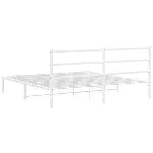 vidaXL Metal Bed Frame with Headboard White 76"x79.9" King-5