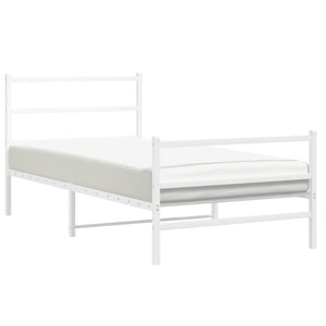 vidaXL Metal Bed Frame with Headboard and Footboard White 39.4"x78.7"-2