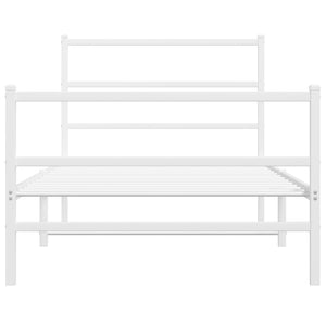 vidaXL Metal Bed Frame with Headboard and Footboard White 39.4"x78.7"-3