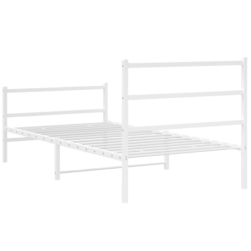 vidaXL Metal Bed Frame with Headboard and Footboard White 39.4"x78.7"-5