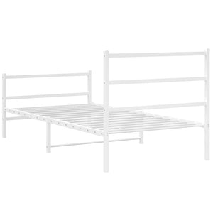 vidaXL Metal Bed Frame with Headboard and Footboard White 39.4"x78.7"-5