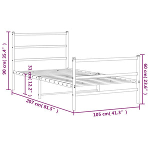 vidaXL Metal Bed Frame with Headboard and Footboard White 39.4"x78.7"-7