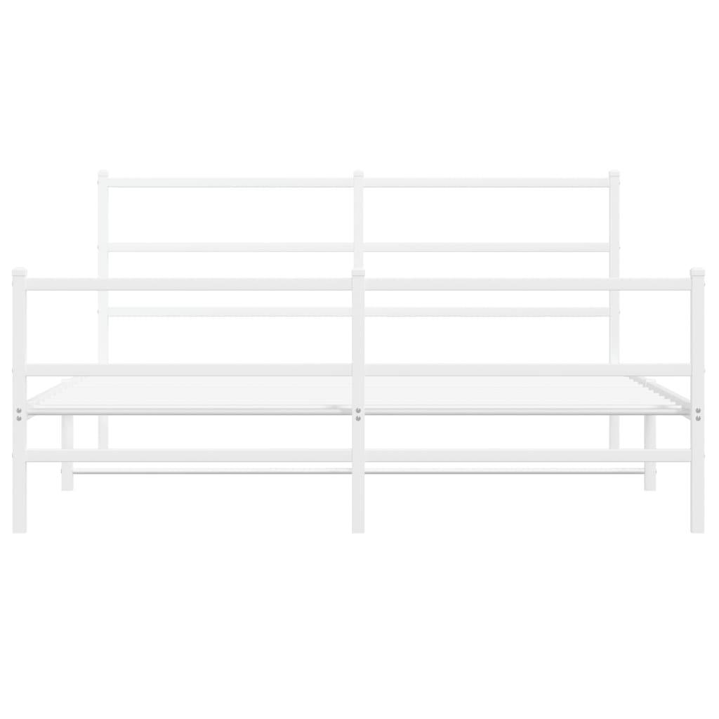 vidaXL Metal Bed Frame with Headboard and Footboard White 59.1"x78.7"-3