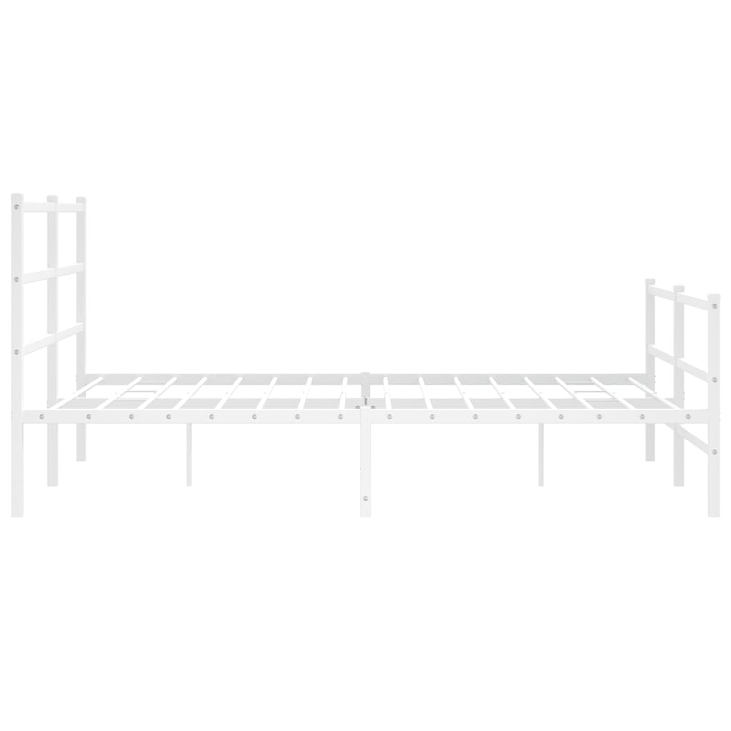 vidaXL Metal Bed Frame with Headboard and Footboard White 59.1"x78.7"-4