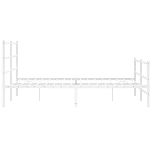 vidaXL Metal Bed Frame with Headboard and Footboard White 59.1"x78.7"-4