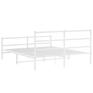 vidaXL Metal Bed Frame with Headboard and Footboard White 59.1"x78.7"-5