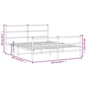 vidaXL Metal Bed Frame with Headboard and Footboard White 59.1"x78.7"-7