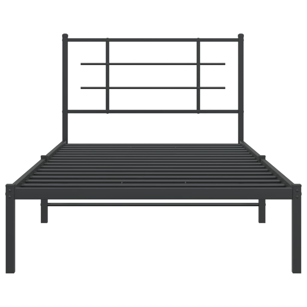 vidaXL Metal Bed Frame with Headboard Black 39.4"x78.7"-3