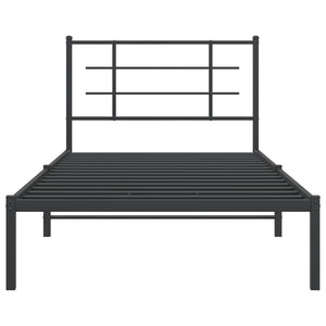 vidaXL Metal Bed Frame with Headboard Black 39.4"x78.7"-3