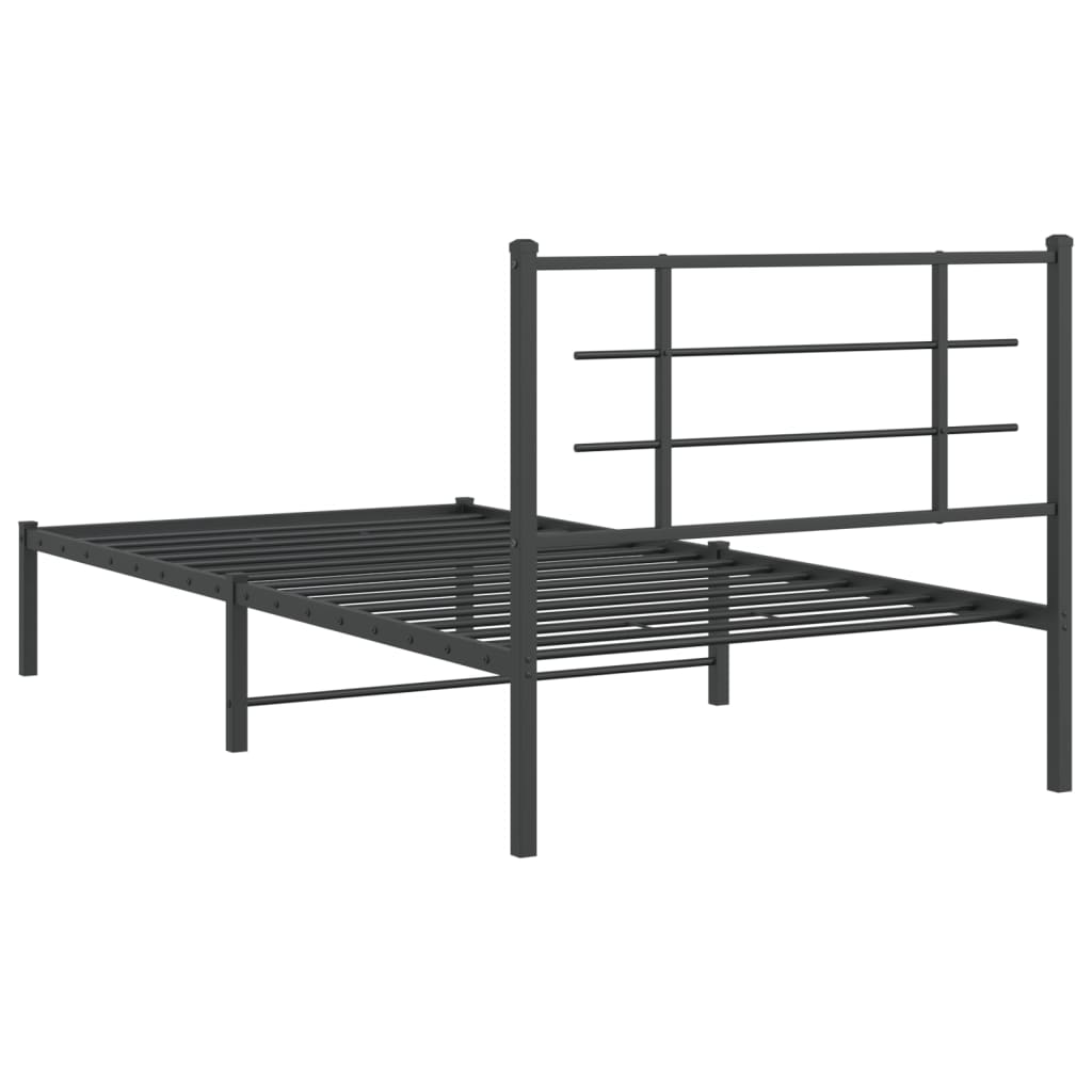 vidaXL Metal Bed Frame with Headboard Black 39.4"x78.7"-5