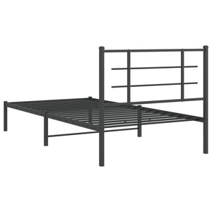 vidaXL Metal Bed Frame with Headboard Black 39.4"x78.7"-5