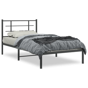 vidaXL Metal Bed Frame with Headboard Black 39.4"x78.7"-0