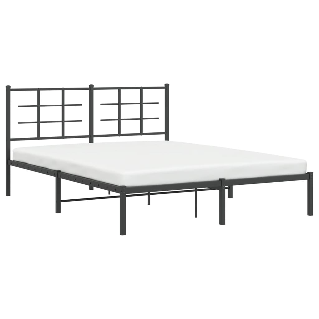 vidaXL Metal Bed Frame with Headboard Black 59.1"x78.7"-2