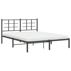 vidaXL Metal Bed Frame with Headboard Black 59.1"x78.7"-2