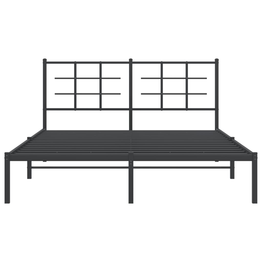 vidaXL Metal Bed Frame with Headboard Black 59.1"x78.7"-3