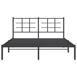 vidaXL Metal Bed Frame with Headboard Black 59.1"x78.7"-3