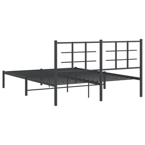 vidaXL Metal Bed Frame with Headboard Black 59.1"x78.7"-5