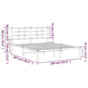 vidaXL Metal Bed Frame with Headboard Black 59.1"x78.7"-7