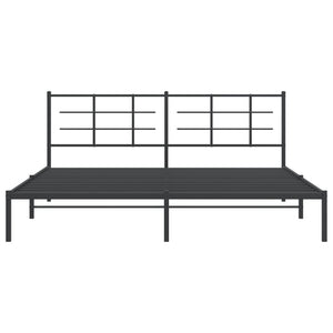 vidaXL Metal Bed Frame with Headboard Black 76"x79.9" King-3