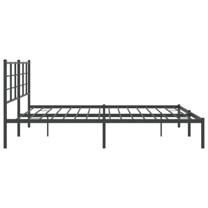 vidaXL Metal Bed Frame with Headboard Black 76"x79.9" King-4