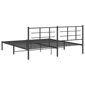 vidaXL Metal Bed Frame with Headboard Black 76"x79.9" King-5