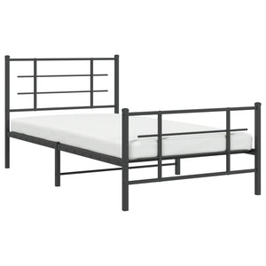 vidaXL Metal Bed Frame with Headboard and Footboard Black 39.4"x78.7"-2