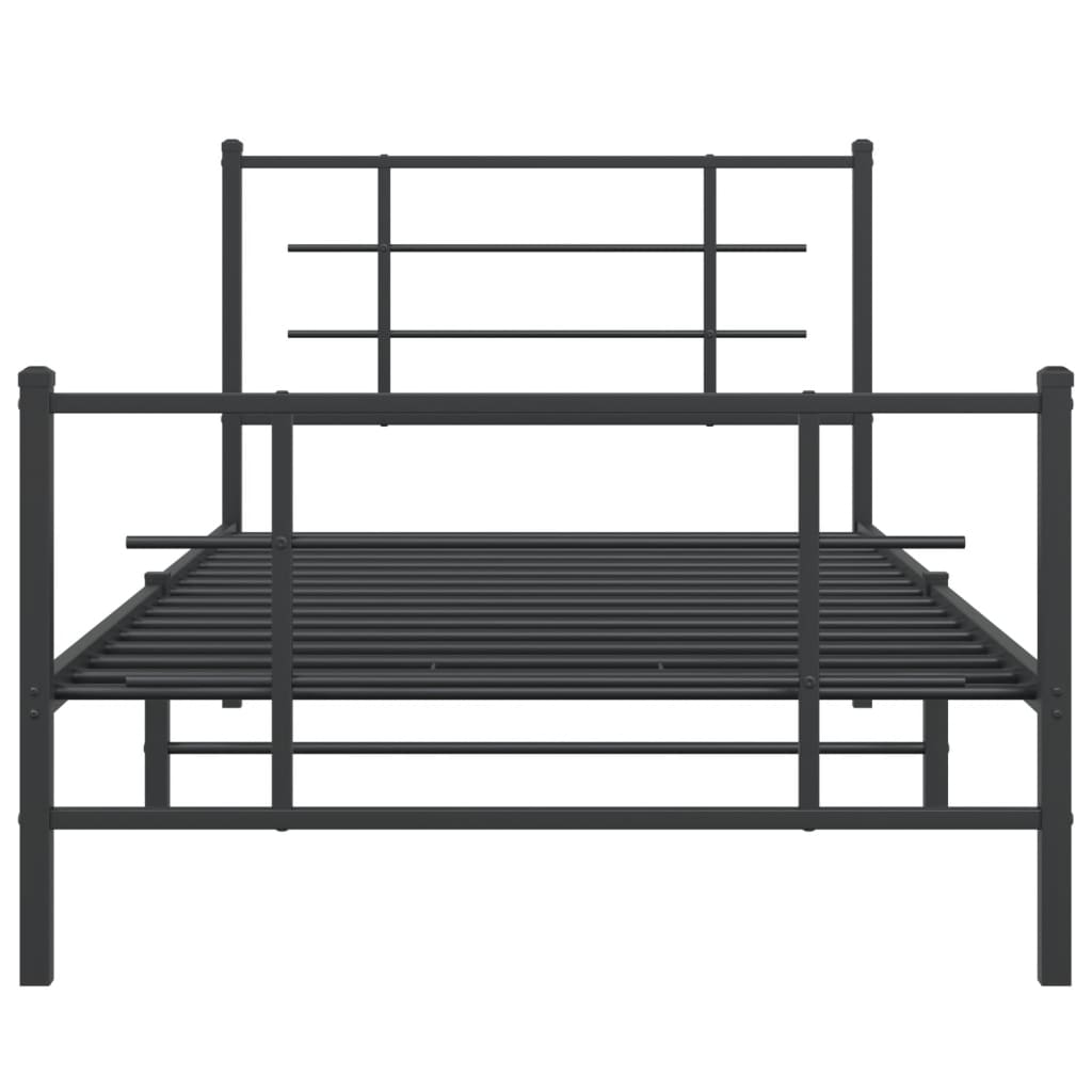 vidaXL Metal Bed Frame with Headboard and Footboard Black 39.4"x78.7"-3