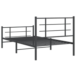 vidaXL Metal Bed Frame with Headboard and Footboard Black 39.4"x78.7"-5