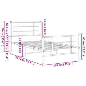 vidaXL Metal Bed Frame with Headboard and Footboard Black 39.4"x78.7"-7