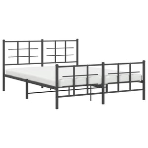 vidaXL Metal Bed Frame with Headboard and Footboard Black 59.1"x78.7"-2