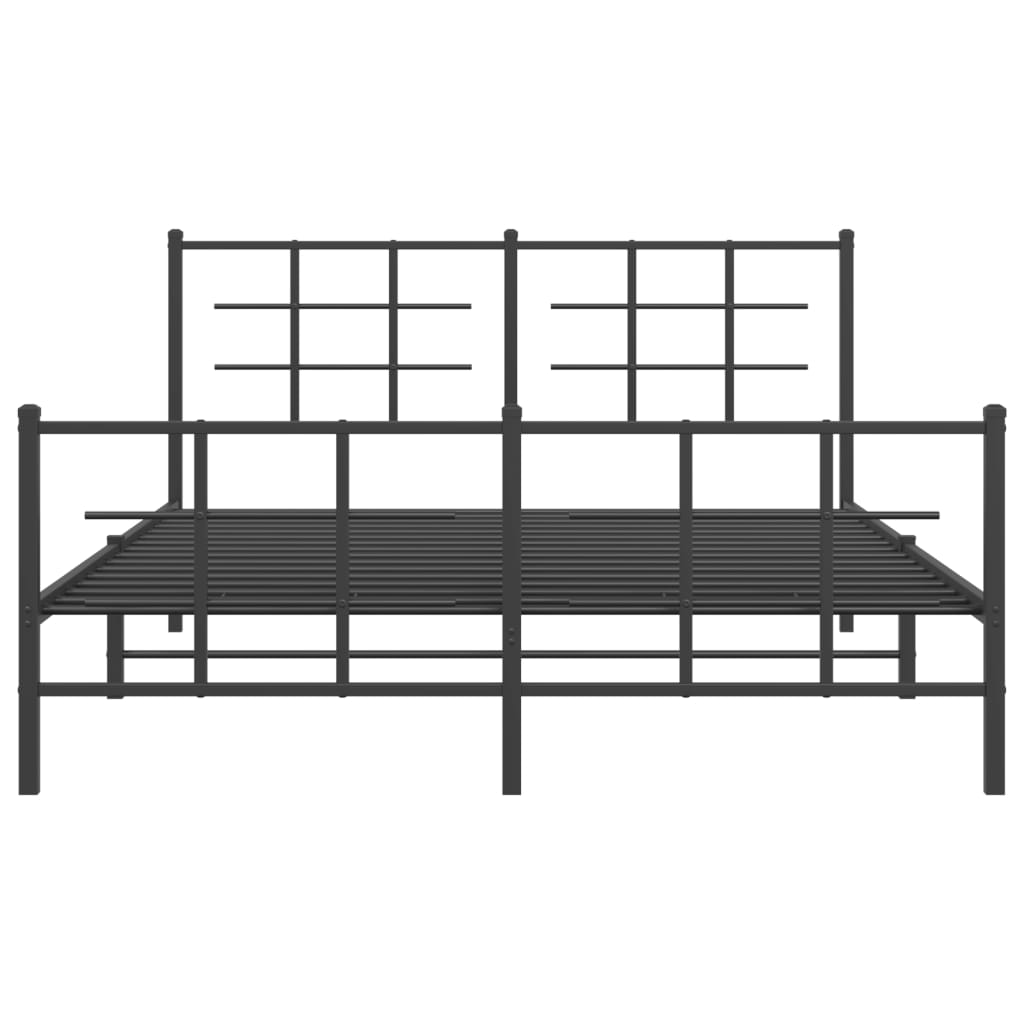 vidaXL Metal Bed Frame with Headboard and Footboard Black 59.1"x78.7"-3