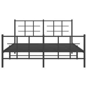 vidaXL Metal Bed Frame with Headboard and Footboard Black 59.1"x78.7"-3