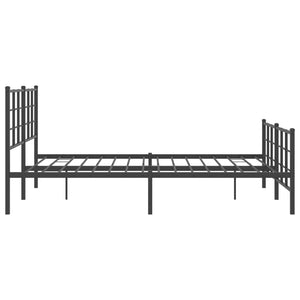 vidaXL Metal Bed Frame with Headboard and Footboard Black 59.1"x78.7"-4