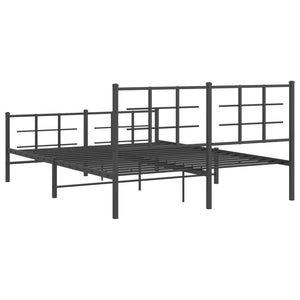 vidaXL Metal Bed Frame with Headboard and Footboard Black 59.1"x78.7"-5