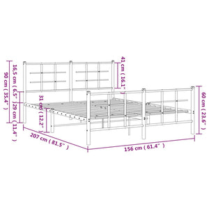 vidaXL Metal Bed Frame with Headboard and Footboard Black 59.1"x78.7"-7