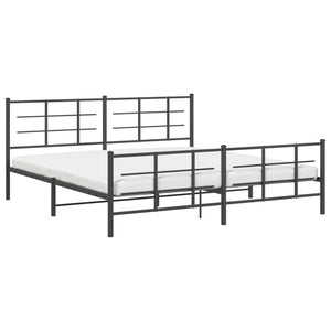 vidaXL Metal Bed Frame with Headboard and Footboard Black 76"x79.9" King-2