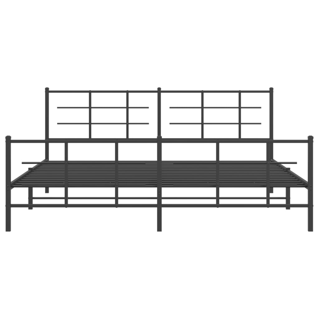 vidaXL Metal Bed Frame with Headboard and Footboard Black 76"x79.9" King-3