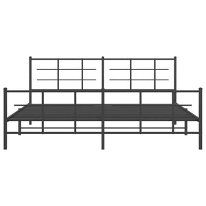 vidaXL Metal Bed Frame with Headboard and Footboard Black 76"x79.9" King-3