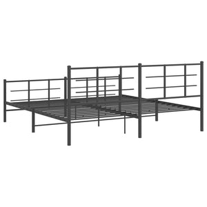 vidaXL Metal Bed Frame with Headboard and Footboard Black 76"x79.9" King-5