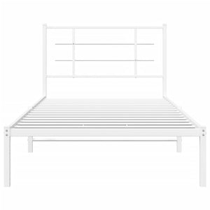 vidaXL Metal Bed Frame with Headboard White 39.4"x78.7"-3