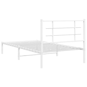 vidaXL Metal Bed Frame with Headboard White 39.4"x78.7"-5