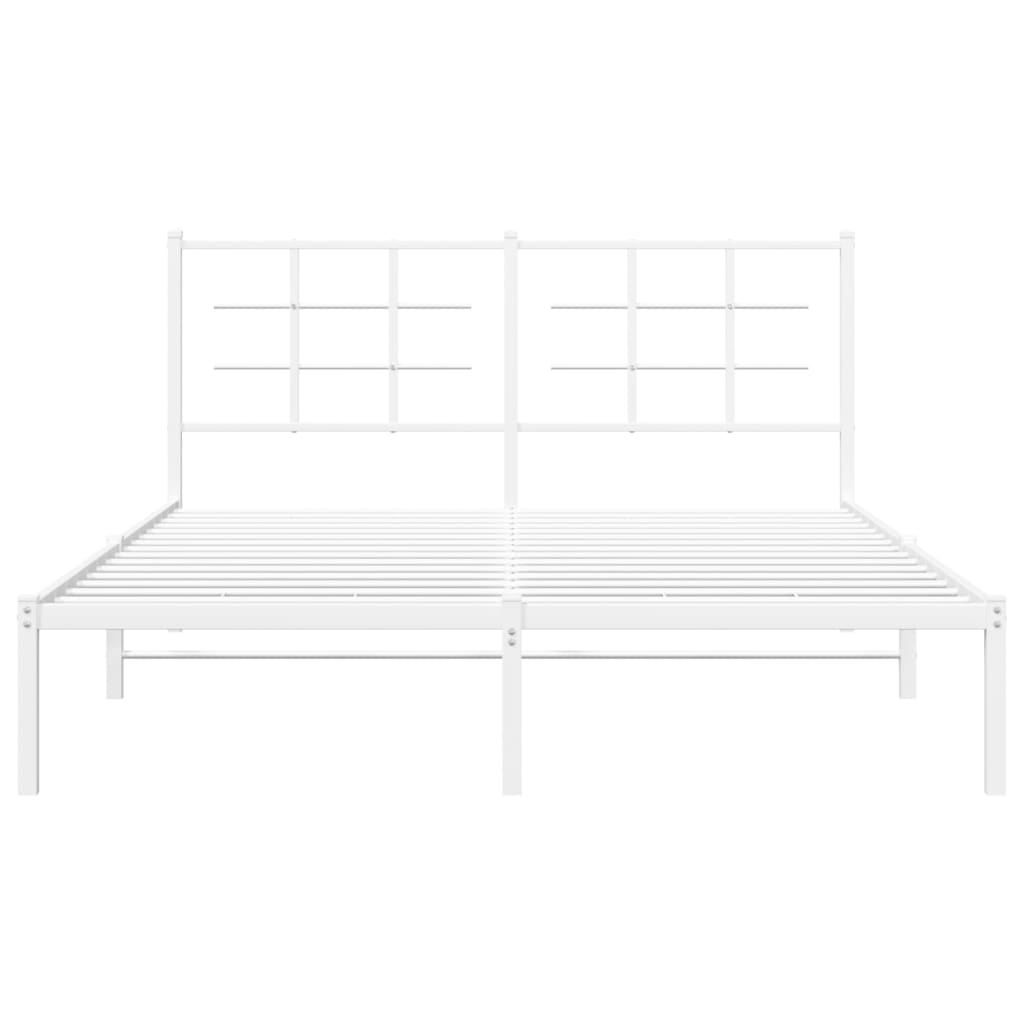 vidaXL Metal Bed Frame with Headboard White 59.1"x78.7"-3