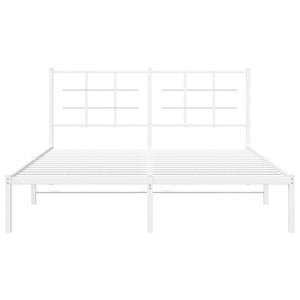 vidaXL Metal Bed Frame with Headboard White 59.1"x78.7"-3