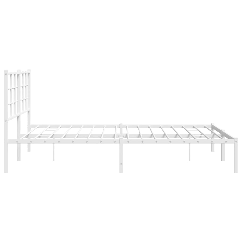 vidaXL Metal Bed Frame with Headboard White 59.1"x78.7"-4