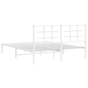 vidaXL Metal Bed Frame with Headboard White 59.1"x78.7"-5