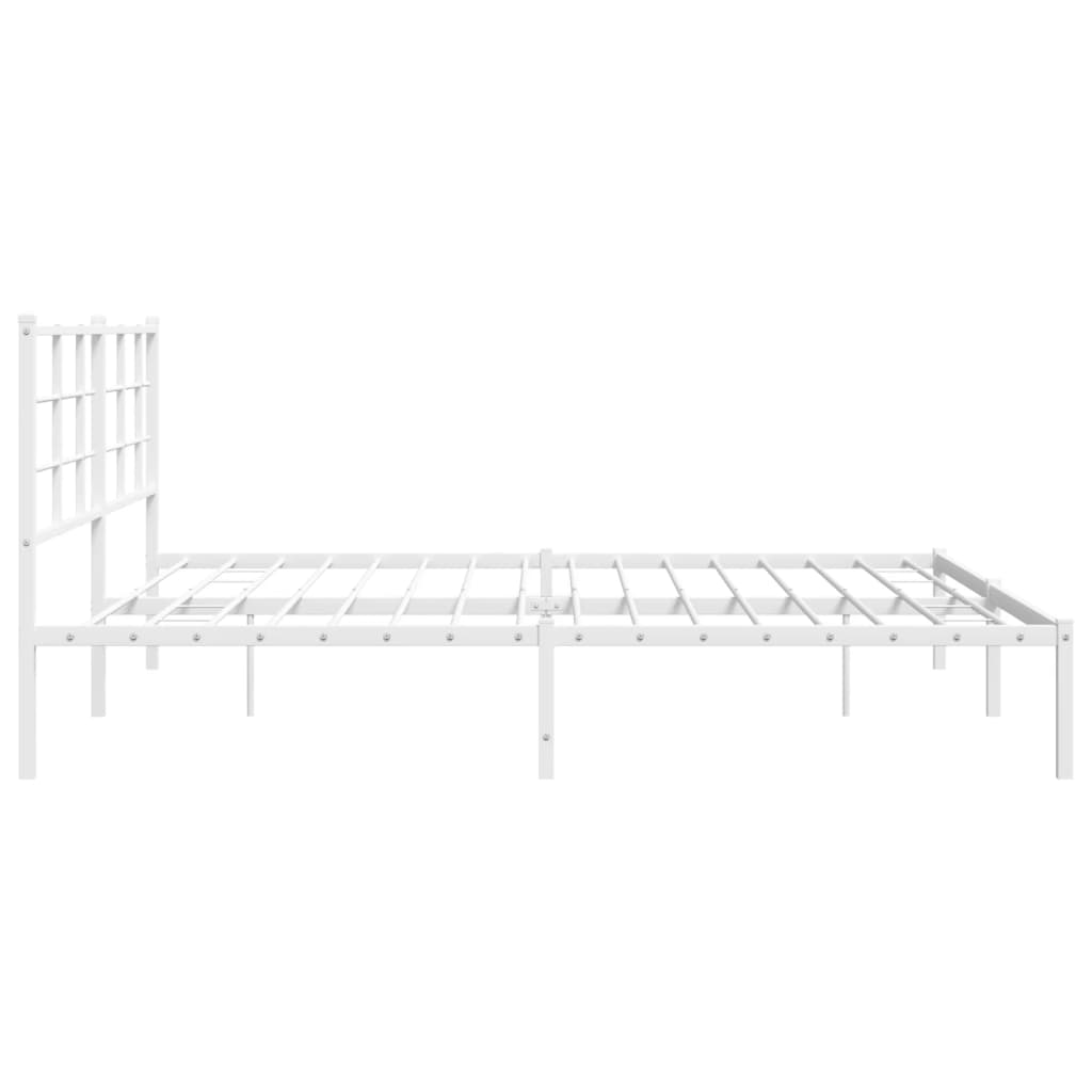 vidaXL Metal Bed Frame with Headboard White 76"x79.9" King-4