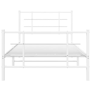 vidaXL Metal Bed Frame with Headboard and Footboard White 39.4"x78.7"-3