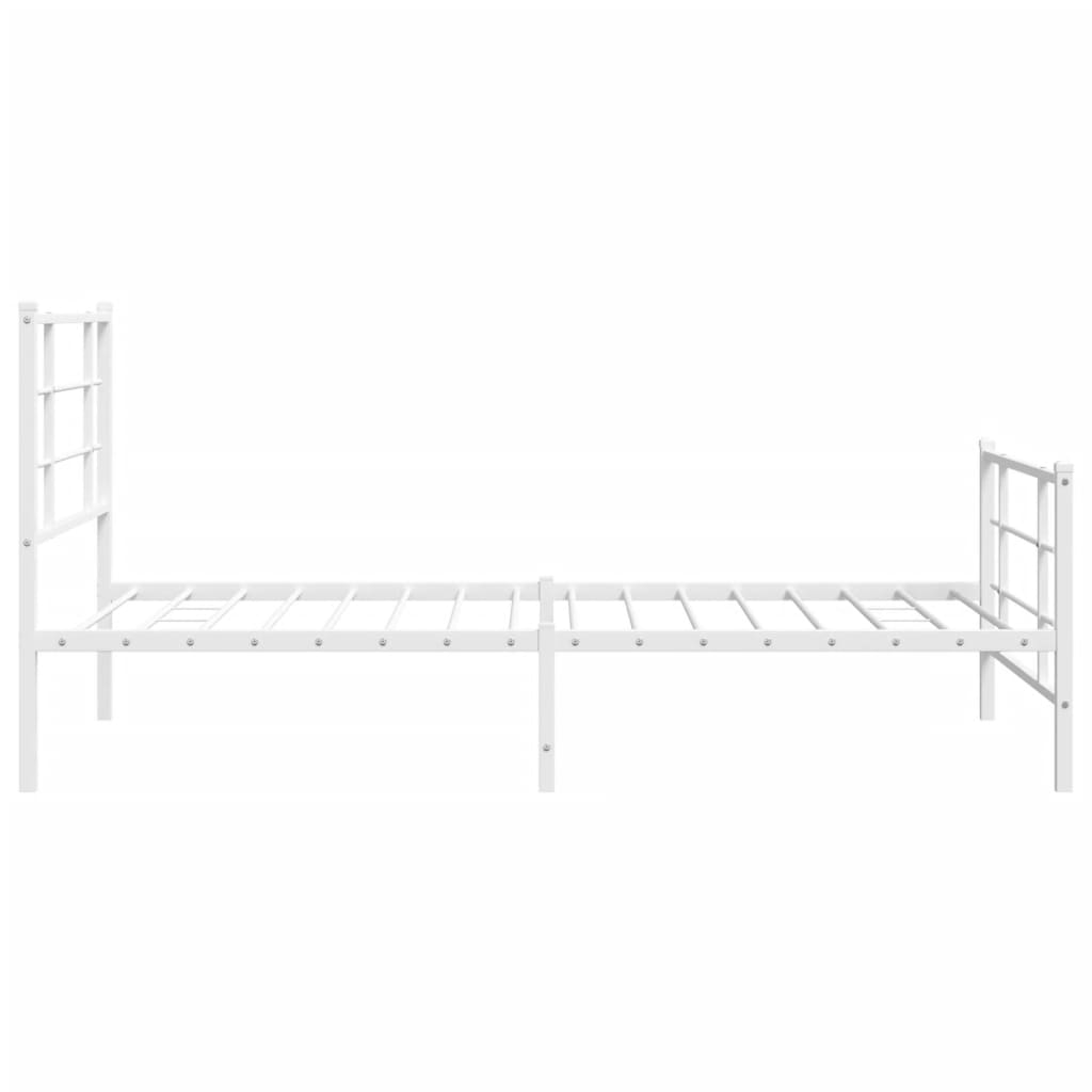 vidaXL Metal Bed Frame with Headboard and Footboard White 39.4"x78.7"-4